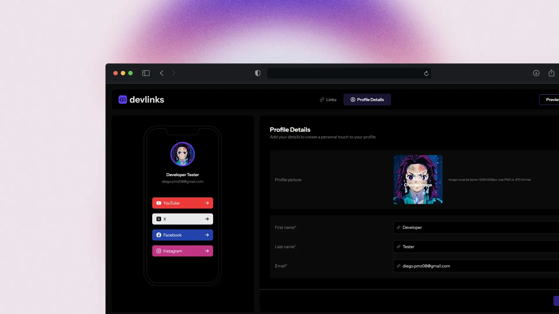 Imagen de la aplicación en navegador web
